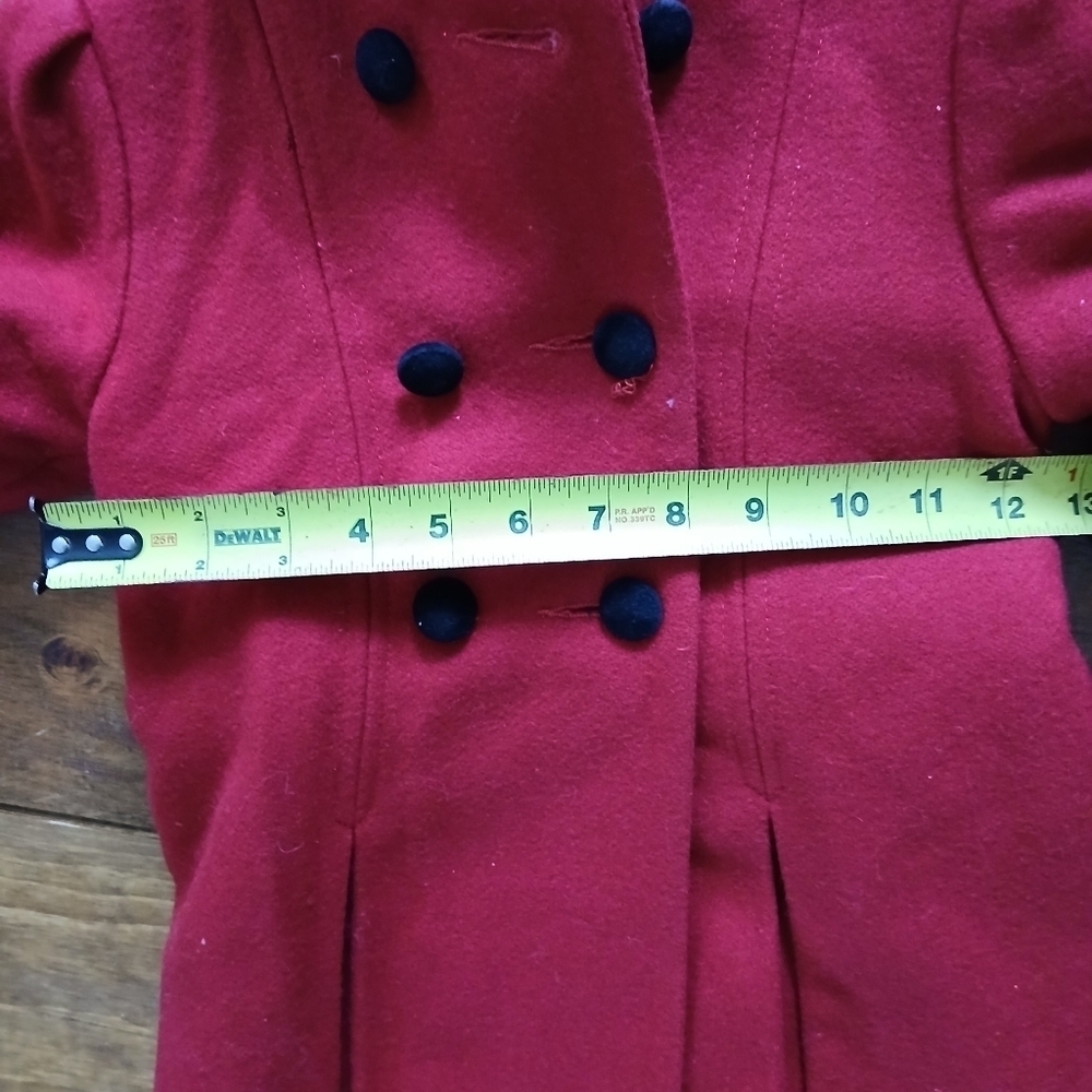 Stephanie Matthew's Hooded  Girl's Red Wool Double Breasted Coat Size 2T - Picture 7 of 7